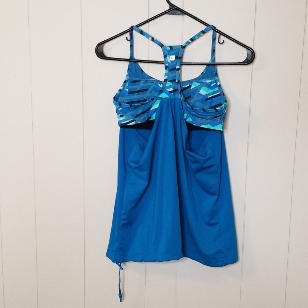 Fabletics Norwalk Blue Patterned Racerback Tank To - Picture 3 of 5